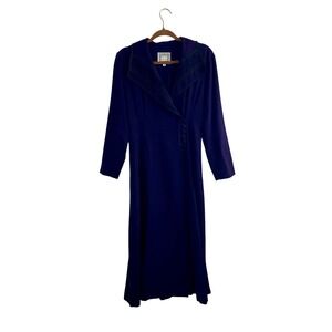 Vintage Beau David Purple Wool Blend Maxi Coat Dress Soutache Trim 8